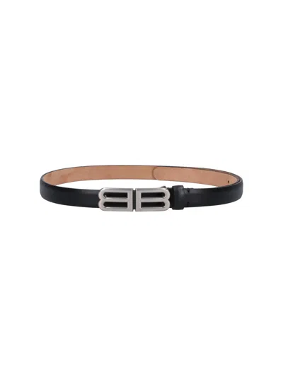 Balenciaga Calf Leather Belt With Brass Hardware In Black
