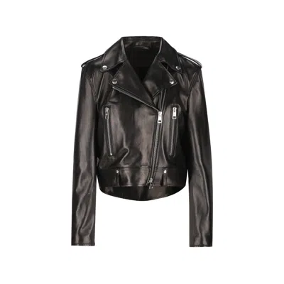 Balenciaga Calf Leather Biker Jacket In Black
