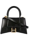 Balenciaga Hourglass Small Leather Top Handle Shoulder Bag In Black