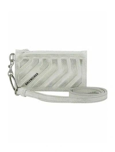 Pre-owned Balenciaga Calfskin Card Holder W/ Tags In White