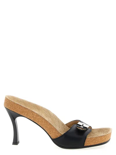 Balenciaga Calfskin Cork-platform Sandal Heel In Black