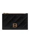 Balenciaga Calfskin Crush Card Holder In Black