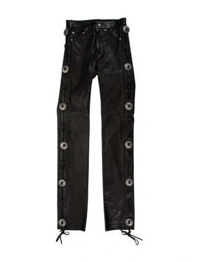Pre-owned Balenciaga Calfskin Straight Leg Pants In Black