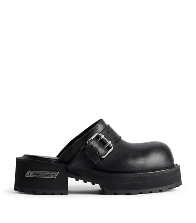 Balenciaga Calfskin Venom Mules In Black