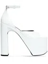 Balenciaga Camden Patent Ankle-strap Platform Sandals In White