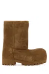 Balenciaga Alaska Low Shearling-lined Suede Boots In Brownwhite