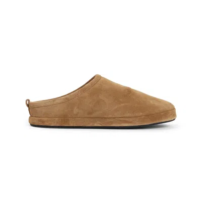 Balenciaga Camel Suede Alaska Ankle Slippers In Pattern