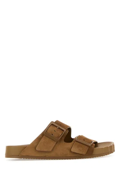 Balenciaga Sunday Suede Slip-on Sandals In Brown