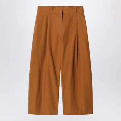 Balenciaga Barrel-leg Pleated Long Bermudas In Brown