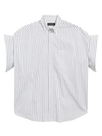 Balenciaga White Striped Shirt With Turn-up Sleeves