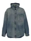 Balenciaga Denim Overshirt Collar Folded Chest Pocket In Blue