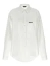 Balenciaga White Shirt With Lettering Logo Embroidered On The Front In Cotton Woman In White