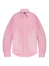 Balenciaga Oversized Distressed Denim Overshirt In Pink