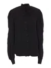 Balenciaga Pussy-bow Crinkled-jersey Shirt In Black
