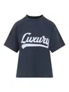 Balenciaga Embroidered Short-sleeved T-shirt In Blue