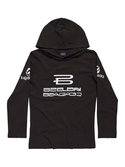 Balenciaga Hooded T-shirt In Black
