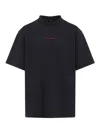 Balenciaga Black Crewneck T-shirt With Logo On The Front And On The Back In Cotton Man In Black
