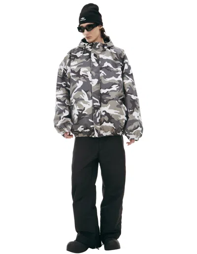 Balenciaga Camouflage Hooded Jacket In Grey