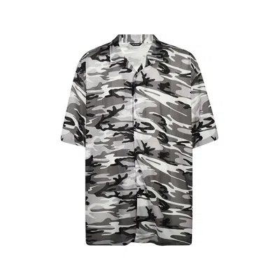 Balenciaga Camouflage Print Shirt In Grey