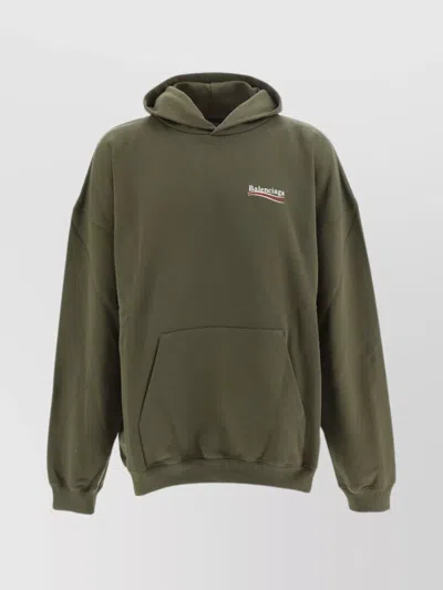 Balenciaga Campaign Hoodie Featuring Front Pocket In Green
