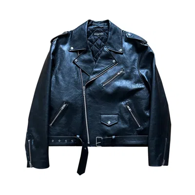 Pre-owned Balenciaga Campaign Logo Biker Leather Jacket 'black' | Men's Size 48