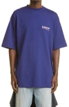 Balenciaga Campaign Logo Oversize Cotton Graphic Tee In Pacific Blue/white