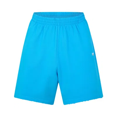 Pre-owned Balenciaga Campaign Logo Oversized Sweat Shorts 'azure/white/red' | Blue | Men's Size Xs