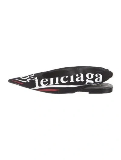 Pre-owned Balenciaga Campaign Logo Printed Slingback Flats In Black