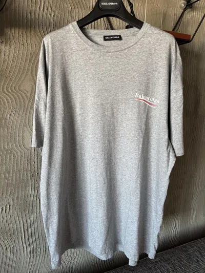 Pre-owned Balenciaga Campaign Political Logo T Shirt In Gray