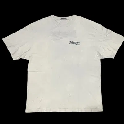 Pre-owned Balenciaga ‘campaign' Tee / Shirt - Embroidered In White