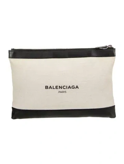 Pre-owned Balenciaga Canvas Canvas Clutch In Neutral