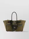 Balenciaga Women Army Green Canvas Medium Carry All Bel Air Handbag