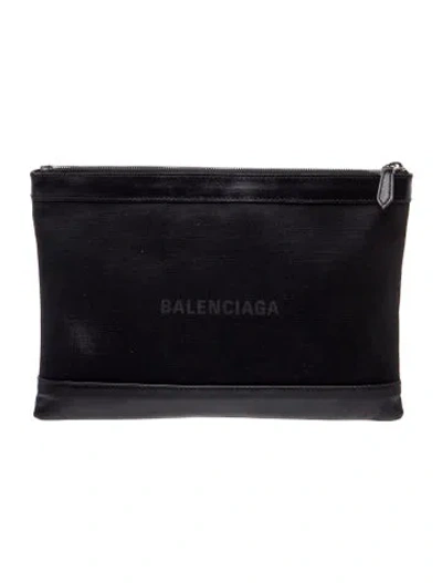 Pre-owned Balenciaga Canvas Clutch In Black