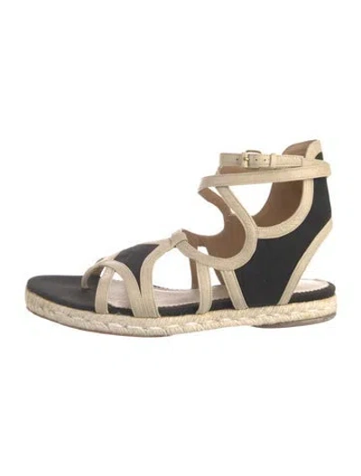 Pre-owned Balenciaga Canvas Cutout Accent Gladiator Sandals In Black