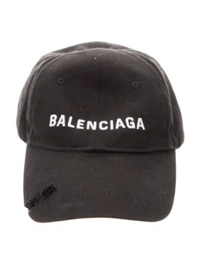 Pre-owned Balenciaga Canvas Embroidered Baseball Cap In Black