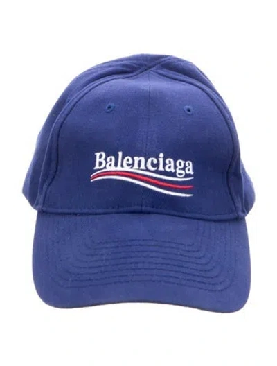 Pre-owned Balenciaga Canvas Embroidered Baseball Cap In Blue