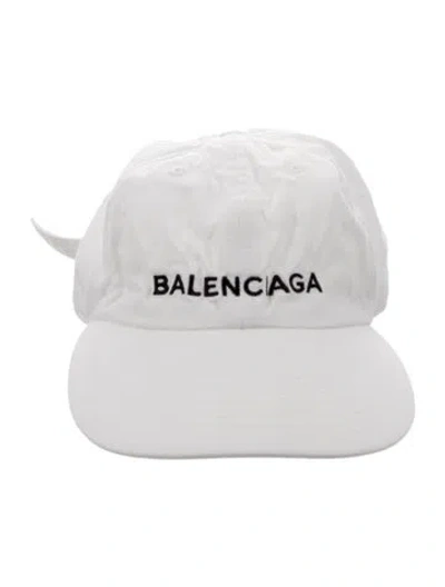Pre-owned Balenciaga Canvas Embroidered Baseball Cap In White