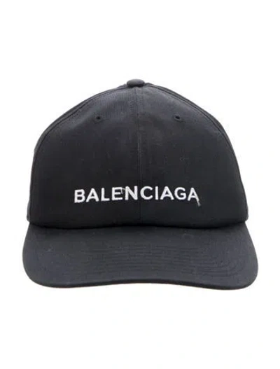 Pre-owned Balenciaga Canvas Embroidered Baseball Cap W/tags In Black