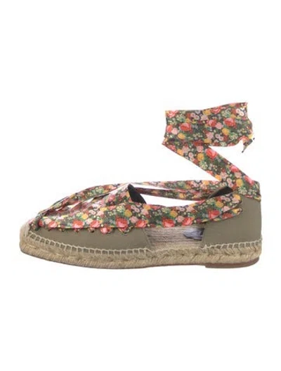 Pre-owned Balenciaga Canvas Floral Print Espadrilles In Green