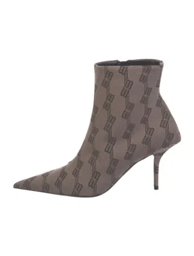 Pre-owned Balenciaga Canvas Graphic Print Boots In Neutrals