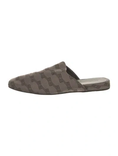 Pre-owned Balenciaga Canvas Printed Slides In Brown