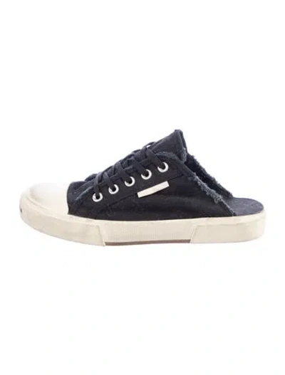 Pre-owned Balenciaga Canvas Raw-edge Trim Mules In Blue