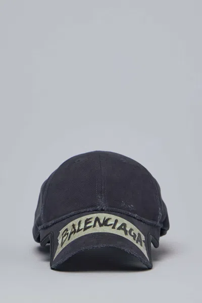 Balenciaga Washed Black Distressed Cap