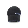 Balenciaga Tilted Typo Cap In Cotton Drill In Black