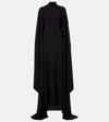 Balenciaga Caped Turtleneck Jersey Gown In Black