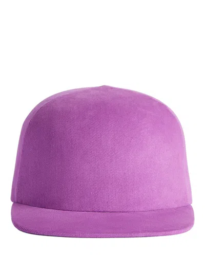 Balenciaga Curved Cotton Drill Cap With Embroidered Logo In Purple