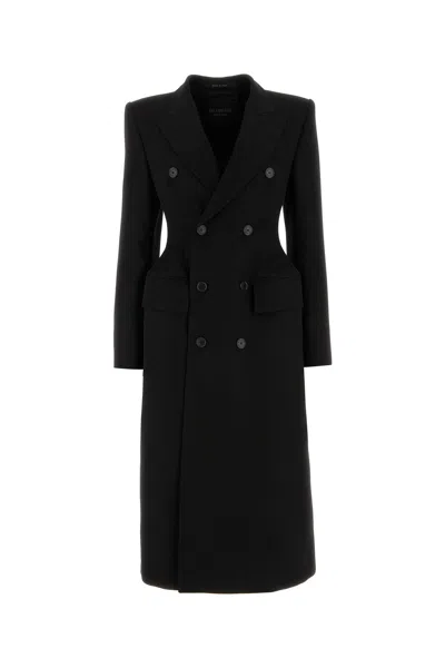 Balenciaga Cinched Coat In Black