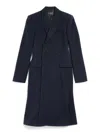 Balenciaga Women Godet Midi Double-breasted Wool Coat In Blue