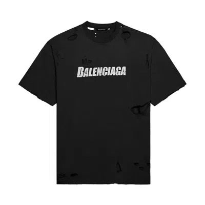 Pre-owned Balenciaga Caps Destroyed Flatground T-shirt 'black'