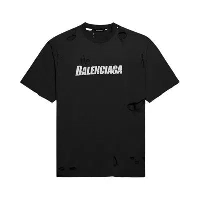 Pre-owned Balenciaga Caps Destroyed Flatground T-shirt 'black' | Men's Size S